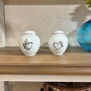 Elegant White Small Urns with Black Design